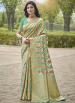 Organza Sky Blue Festival Wear Weaving Saree